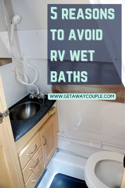 An RV wet bath has everything you need but is it worth it? Wet baths are popular but we think you should avoid them. Here's why! 5 Reasons to Avoid an RV Wet Bath Van Wet Bath, Wet Bathroom Ideas Small Rv, Camper Wet Bath Ideas, Rv Wet Bath Remodel, Rv Wet Bath Ideas, Rv Wet Bath, Toilet Shower Combo, Wet Bathroom Ideas, Square Bathtub