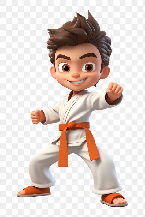 Karate Cartoon, Cartoon Sports, Sport Karate, Shotokan Karate, Karate Martial Arts, Boy Cartoon, Karate Girl, Png Text, 3d Illustration