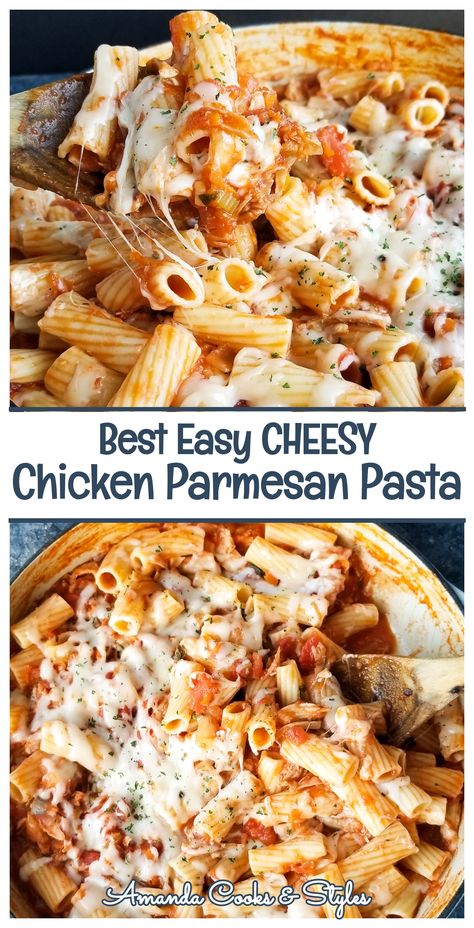 One Pot Chicken Parmesan Pasta, One Pot Chicken Parmesan, Cheesy Chicken Parmesan, Easy Cheesy Chicken, Chicken Pasta Dishes, Seafood Meals, Chicken Parmesan Pasta, Easy Pasta Dinner, Sustainable Seafood