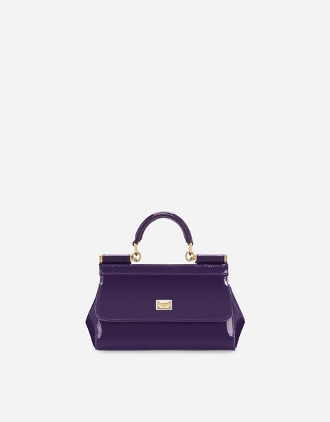 Dolce & Gabbana Small Sicily handbag Purple Bags Outfit, Bri Aesthetic, Sicily Bag, Limousine Car, Purple Purse, Patent Leather Handbags, Bag Measurements, Luxury Purses, Woman Bags Handbags