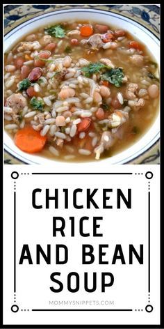 Rice And Bean Soup, Heathy Recipe, Chicken Rice Beans, Easy Chicken And Rice, Homemade Comfort Food, Homemade Soup Recipe, Bean Soup Recipes, Savory Soups, Soups Stews