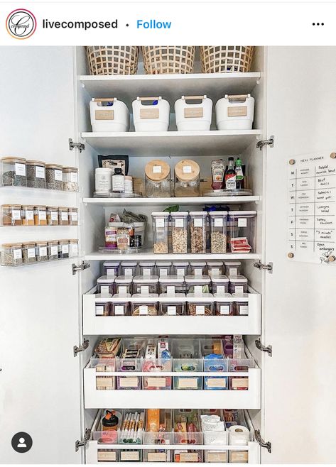 Narrow Pantry, Tiny Pantry, Deep Pantry, Pantry Inspiration, 2022 Kitchen, Small Pantry Organization, Pantry Drawers, Pantry Organisation, Organized Pantry