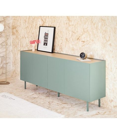 Bufet moderno ARISTA Verde | Aparador de madera | Ofertas Buffet Design, Credenza, Building Blocks, Sideboard, Drawers, Layout, Furniture, Color, Home Decor