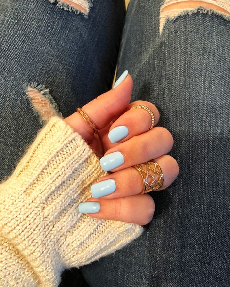 DND gel polish in Milky Blue Dnd Gel Polish Blue Colors, Dnd Milky Blue, Dnd Blue Nails, Dnd Blue Gel Polish, Dnd Swatches, Pisces Nails, Mani Colors, Dnd Polish, Dnd Colors