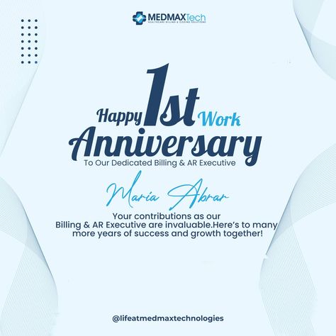 Join us in celebrating the work anniversary of our outstanding Billing & AR Executive, Maria Abrar! Your dedication and meticulous work ethic have been a cornerstone of our success. Thank you for being an integral part of our team. Looking forward to many more milestones together! #WorkAnniversary #BillingExcellence #DedicatedTeamMember #SuccessCornerstone #MilestoneMoments #WorkplaceStar #AnniversaryCheers #CelebratingMaria #TeamAppreciation #WorkAnniversaryJoy #OutstandingEmployee #Integ... Work Anniversary Post, Anniversary Post, Work Anniversary, Work Ethic, Looking Forward, Milestones, Quick Saves