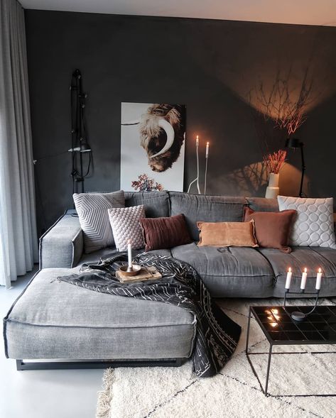 Design Ložnic, Furnitur Ruang Keluarga, Interior Boho, Grey Couch, Interior Design Minimalist, Decor Eclectic, Interior Modern, Decor Minimalist, A Living Room