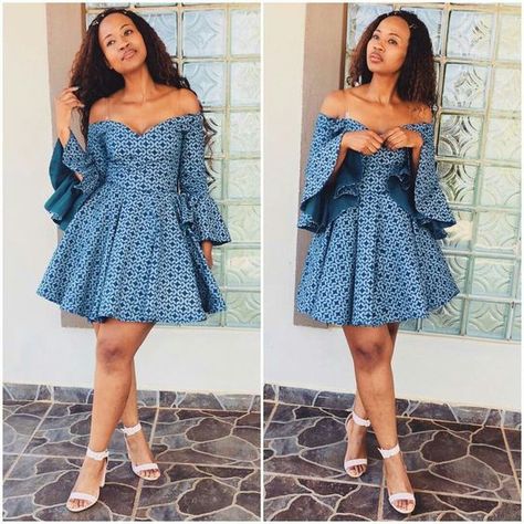 ankara dresses gallery for black women – shweshwe Seshweshwe Dresses, Blue Ankara, Ankara Short Gown Styles, Shweshwe Dresses, African Fashion Designers, Short Dress Styles, Afrikaanse Mode, African Fashion Modern, African Traditional Dresses