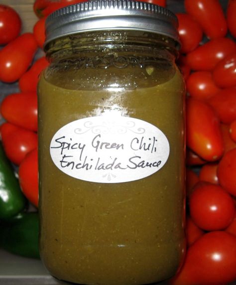 I just love green chile enchilada sauce , but sometimes it can be hard to find where I live. I created this recipe so that I could make my own and freeze it. This year I put in a garden and grew a lot of anahiem peppers and tomatillos, so I started canning my sauce. Sometimes I will make it mild and other times I add serrano peppers for some kickin' heat ! You will love this sauce ! I use it to make beef or chicken enchiladas, Mexican lasagna and anything else I can think of to use it in. It'... Green Chili Enchilada Sauce, Chili Enchilada Sauce, Chili Sauce Recipe Canning, Chili Enchiladas, Green Chili Enchiladas, Green Chile Enchilada Sauce, Green Chile Enchiladas, Green Chili Sauce, Hatch Chili