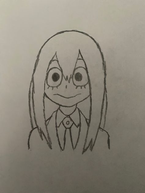 Froppy drawing. Anime: my hero academia Easy Drawings Anime Characters, My Hero Academia Drawing Ideas, My Hero Academia Easy Drawing, Mha Drawing Ideas, Mha Easy Drawing, Easy Mha Drawings, Easy Anime Drawings Simple, My Hero Academia Drawing Sketch, Simple Easy Sketches