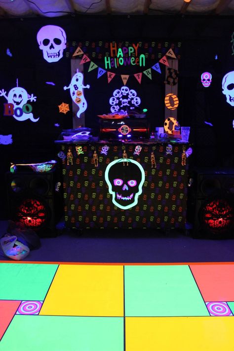 Halloween Glow-in-the-Dark Basement Dance Glow Dance, Glow Tape, Dark Basement, Dance Floor, Halloween Themes, Glow In The Dark, Basement, The Darkest, Seasonal Decor