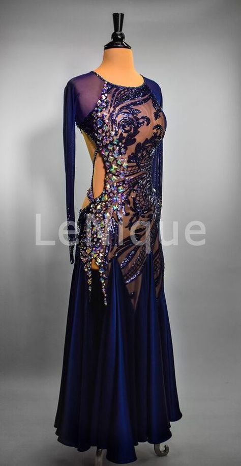 https://www.facebook.com/leniquedesignerdancewear/photos/pcb.2574786452752104/2574786302752119/?type=3&theater Ballroom Dress Gowns, American Smooth Dress, Smooth Ballroom Dress, Smooth Dance Dresses, Standard Dance Dress, Ballroom Standard Dress, Ballroom Competition Dress, Ballroom Dance Competition Dress, Ballroom Fashion