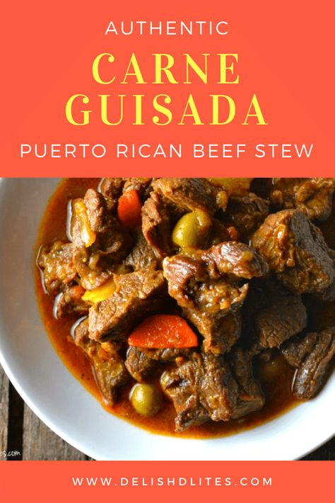 Carne Guisada (Puerto Rican Beef Stew) - Delish D'Lites Puerto Rican Carne Guisada, Puerto Rican Beef Stew, Stew Beef, Puerto Rican Cuisine, Puerto Rico Food, Hearty Beef Stew, Carne Guisada, Boricua Recipes, Fotos Ideas