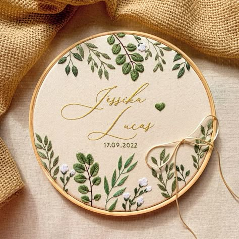 Embroidery Family Name, Wedding Embroidery Hoop, Basic Hand Embroidery Stitches, Cross Stitch Hoop, Wedding Cross Stitch, Embroidery Wedding, Wedding Embroidery, Name Embroidery, Hand Embroidery Projects