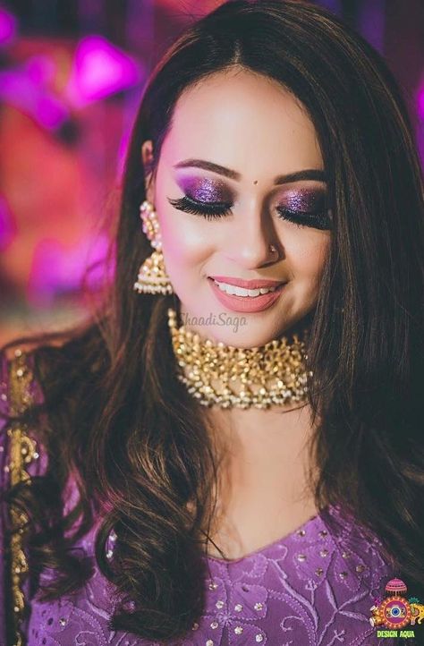 The No Eyeliner Look  #shaadisaga #bridalportrait#bridalphotography #bridegoals #bridalgoals #weddinginspo #photoideas #teambride#brideinspiration #beautifulbride #makeup Purple Smokey Eye Makeup, Mehndi Makeup, Purple Lehenga, Purple Smokey Eye, Engagement Makeup, Bridal Eye Makeup, Purple Makeup, Makeup Needs, Wedding Dress Pictures