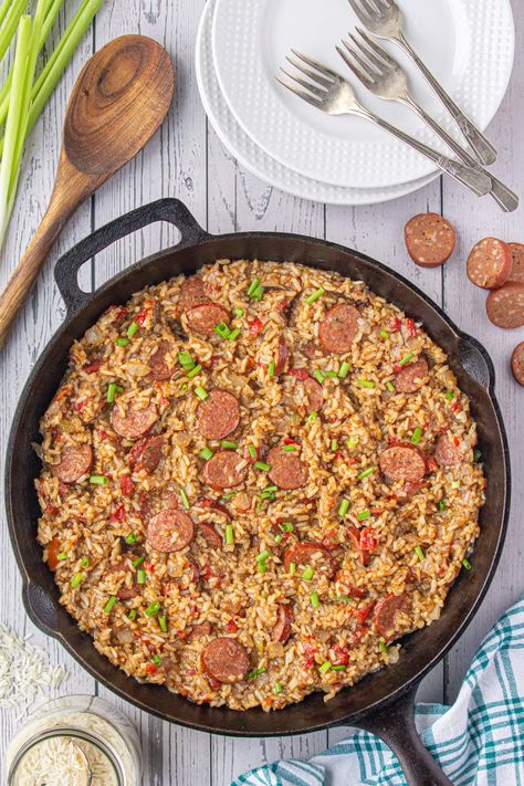 Smoked Sausage Jambalaya Recipe, Jambalaya Authentic, Sausage Jambalaya Recipe, Rice Spices, Jambalaya Recipe Easy, Hot Bacon Dressing, Cajun Shrimp And Grits, Sausage Jambalaya, Restless Chipotle