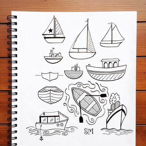 Boat doodles | © Shannon McNab Nautical Doodles, Shannon Mcnab, Icons Doodle, Sailboat Drawing, Lil Doodles, Simple Sketches, Boat Illustration, Boat Drawing, Bible Journaling Ideas Drawings