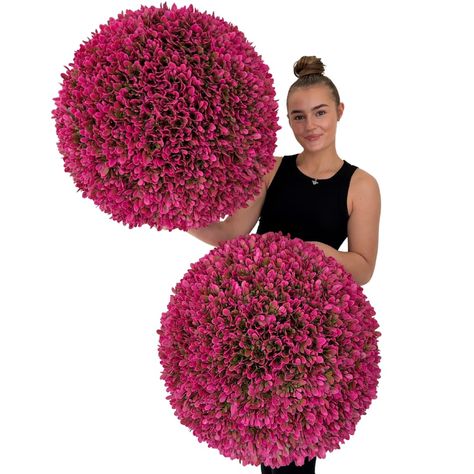 PRICES MAY VARY. 23" XL Topiary Balls (Hot Pink, 2 topiary balls (4 halves)) Topiary Balls, Flower Balls, Artificial Topiary, Tent Pegs, Square Planters, Flower Ball, Ombre Effect, Artificial Plants, Pharmacy Gifts