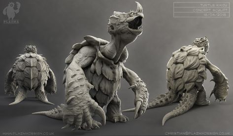 Turtle Kaiju "two tails", Christian Johnson on ArtStation at… Keyshot Render, 3d Modeling Tutorial, Egyptian God, Cool Monsters, A Turtle, Mythological Creatures, Egyptian Gods, Creature Concept, Sculpture Clay