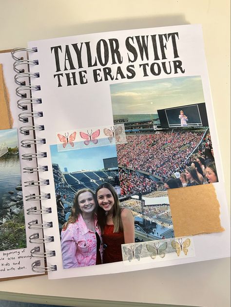 #taylorswift #erastour #scrapbook Scrapbook Concert Ideas, Taylor Swift Scrapbook Ideas, Eras Tour Scrapbook, Concert Scrapbook Ideas, College Scrapbook Ideas, Taylor Swift Scrapbook, Bestie Scrapbook, College Scrapbook, Concert Journal