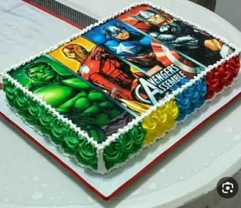 Avengers Cake Design, Avengers Themed Cakes, Photo Print Cake, Dubai Cake, Marvel Birthday Cake, Hulk Birthday Cakes, Avengers Birthday Party Decorations, Avengers Cake, Cake Designs For Boy