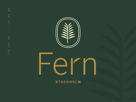 Fern Stockholm by Type08 (Alen Pavlovic) Fern Logo Ideas, Fern Logo Design, Fern Logo, Gardening Logo, Meditation Place, Logo Examples, Place Branding, Botanical Logo, Examples Of Logos