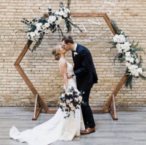 Hexagon Arch, Wedding Arbors, Hexagon Wedding, Wooden Arch, Wedding Arch Flowers, Wedding Arbour, Arch Flowers, Ceremony Arch, Rustic Wedding Decor