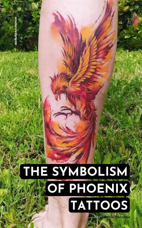 Red And Orange Phoenix Tattoo, Phoenix Tattoo Meaning Woman, Red Orange Tattoo, Phoenix Tattoo Colorful, Wolf And Phoenix Tattoo, Fire Phoenix Tattoo Men, Pheinox Bird Tattoo, Phoenix Rebirth Tattoo, Phinex Bird Tattoo