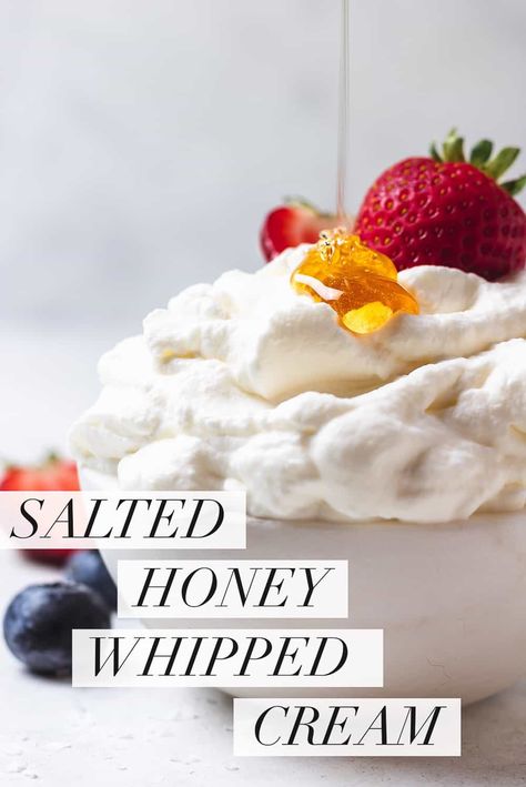 Salted Whipped Cream, Honey Whipped Cream, Salt Making, Plum Crumble, Whipped Honey, Recipes With Whipping Cream, Fruit Crumble, Making Butter, Gourmet Breakfast