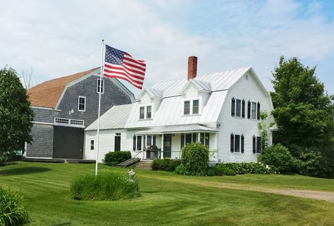 7 White Farmhouses That Will Make You Fall in Love With The Countryside   - CountryLiving.com Dutch Colonial Metal Roof, Gambrel Style, Farmhouse Architecture, Gambrel Roof, Barn Renovation, Green Acres, Dreamy Whites, Dutch Colonial, Small Farmhouse