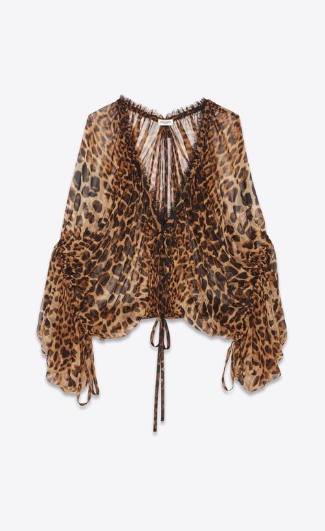 ‎Women‎'s ‎Shirts ‎ | Saint Laurent | YSL Elegant Outfit Classy, Leopard Fashion, Pretty Blouses, Classy Dress Outfits, Loose Fitting Tops, Leopard Print Dress, Print Chiffon, Classy Dress, Blouse Styles