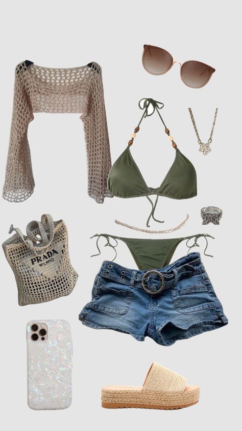 #summer #summeraesthetic #green #nature #vibes #bikini #beach Outfit Ideas For Florida Vacation, Florida Travel Outfits, Summer Outfits Inspo 2024, Summer Outfits Island, Simple Beach Outfit Ideas, Swimsuit Outfit Ideas, Celeb Outfits, Beachy Outfits, Fest Outfits