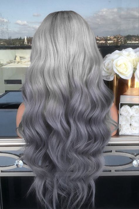 White And Grey Hair Color, Smoky Grey Hair, Silver Hair Aesthetic, Gray Purple Hair, Pelo Color Ceniza, Unique Hair Colors, Grey Hair Colour, Harajuku Hair, Lavender Hair Colors