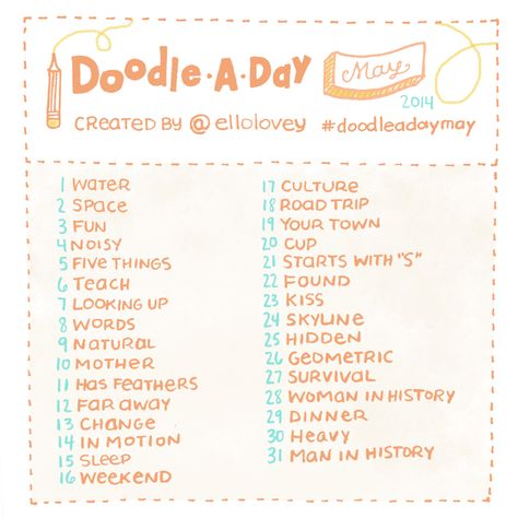 Rhi-Creations: Doodle a Day May Drawings Prompts, Journalling Challenge, Doodle A Day, Comics Sketch, Doodle Challenge, 30 Day Art Challenge, Doodle A, Drawing Challenges, 30 Day Drawing Challenge