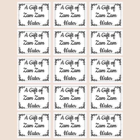 A Gift of Zam Zam Water Stickers Label Islamic Muslim Congratulations Umrah Hajj Nikkah Event Our Personalised Zam Zam Stickers are not only aesthetically pleasing but also carry a deep spiritual significance. Featuring Islamic motifs and designs, these stickers are perfect for adding a touch of faith to your wedding gifts, Ramadan favors, or party gifts. Whether you are celebrating a special occasion or simply want to spread love and positivity, these stickers are a thoughtful way to show y... Nikkah Event, Ramadan Favors, Zam Zam Water, Custom Label Design, Islamic Motifs, Customizable Labels, Custom Gift Tags, Name Labels, Personalized Stickers