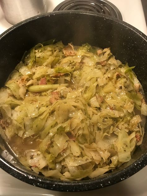 Melted Cabbage, Cabbage Aesthetic, Southern Style Cabbage, Cooking Aesthetic, Baked Banana, Southern Cooking, Fried Fish, Food Drinks, Southern Style