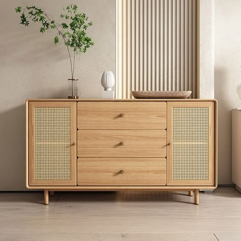 Wood Buffet Table, Brown Sideboard, Slate Coffee Table, Sideboard Modern, Rattan Sideboard, Japandi Interiors, Crockery Unit, Chest Of Drawer, Wood Buffet