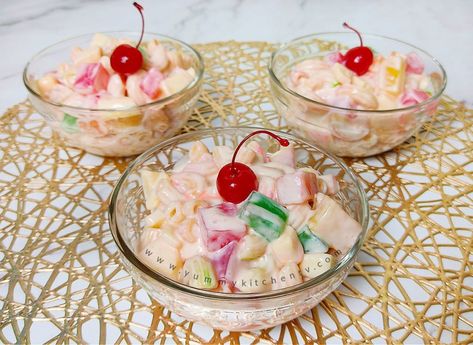 Macaroni Fruit Salad Filipino Macaroni Fruit Salad Recipe, Salad Ingredients And Procedure, Macaroni Fruit Salad Recipe, Macaroni Fruit Salad, Filipino Macaroni Salad, Baked Macaroni Recipe, Pepper Spaghetti, How To Make Macaroni, Fruit Salad Ingredients