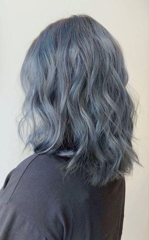 Slate Blue Hair Color, Blueish Grey Hair, Smoky Blue Hair Color, Soft Blue Hair Color, Bluish Gray Hair, Bluish Silver Hair, Light Blue Grey Hair, Dark Silver Blue Hair, Stormy Hair Color