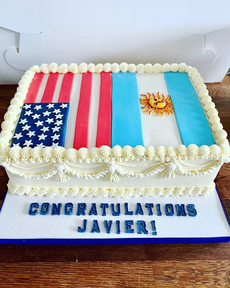 Citizenship cake, American flag cake, Argentina flag cake Us Citizenship Party Ideas, American Citizenship Party, Citizenship Party Ideas, Citizenship Party, American Flag Cake, Goodbye Party, Birthday Things, Usa Party, Flag Cake