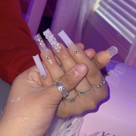 Light Purple Nails Acrylic, Purple French Tip, Sweet 16 Nails, Acrylic Nails Long, Light Purple Nails, Purple French, Medium Coffin, Purple Acrylic Nails, Nails Long