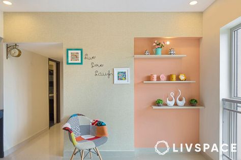 peach-cream-paint-colour-for-wall Cream Colour Combination Wall, Wall Paint Color Schemes, Colours For Walls, Wall Colour Combinations, Ivory Paint Color, Cream Paint Colors, Hall Colour, 2 Color Combinations, Color Combinations Home