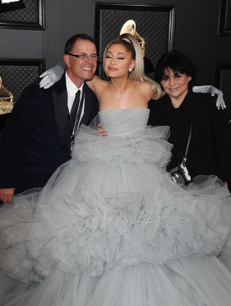 Joan Grande, Dalton Gomez, Ariana Grande Grammys, Grammy Awards 2020, Grammys 2020, Happy Engagement, Champagne Evening Dress, Star Eyes, Engagement Celebration