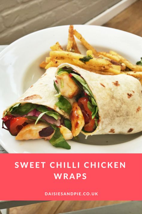 Delicious sweet chilli chicken wraps - really easy family dinner recipe that the kids just love! Sweet Chilli Chicken Wrap, Spicy Sauce For Chicken, Easy Chinese Chicken Recipes, Spicy Chicken Wrap, Chicken Wrap Recipe, Salt And Pepper Chips, Sweet Chilli Chicken, Chinese Chicken Recipes, Chicken Wrap Recipes