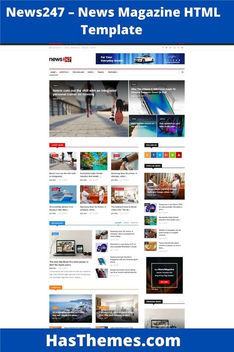 News247 is a vibrant and stylish news magazine HTML template that is right for online news portals and magazines. The template features 5 different home page variations, 4 header layouts, and a multipage design that is responsive and easy to navigate. News247 also includes HTML5 validation, FontAwesome icons, Google Web Fonts, and working contact forms. For a stylish and sophisticated news magazine website, look no further than News247. News Page Web Design, Google Web, News Web Design, Magazine Website, Web Fonts, News Magazine, Online News, Html Templates, Website Layout