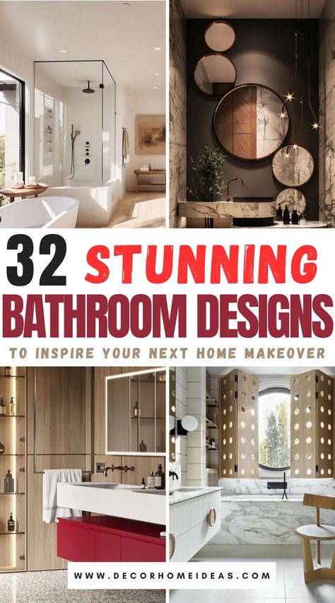 Transform your home with these 32 stunning bathroom designs! From sleek modern spaces to cozy rustic retreats, discover a variety of styles and ideas that will inspire your next makeover. Whether you're dreaming of a spa-like sanctuary or a bold, colorful statement, these designs have something for every taste. Ready to be inspired? Dive in and start planning your dream bathroom today! Blue Marble Tile, Neutral Bathroom Decor, Sleek Bathroom, Timeless Bathroom, White Marble Tiles, Spa Like Bathroom, Granite Flooring, Stunning Bathrooms, Rustic Retreat