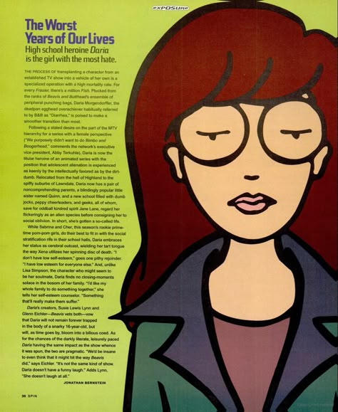 Daria Poster, Daria Tv Show, Daria Mtv, Daria Morgendorffer, Spin Magazine, Cartoon N, 2000s Cartoons, Park Jimin Cute, Old Cartoons