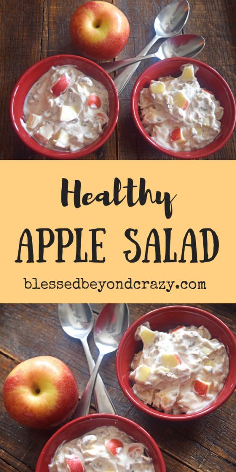 Healthy Apple Salad #healthy #apple #blessedbeyondcrazy Healthy Apple Salad Recipes, High Protein Apple Salad, Healthy Apple Salad, Healthy Apple Recipes, Taffy Apple Salad, Recipes Autumn, Delicious Healthy Food, Cottage Cheese Salad, Healthy Dessert Options