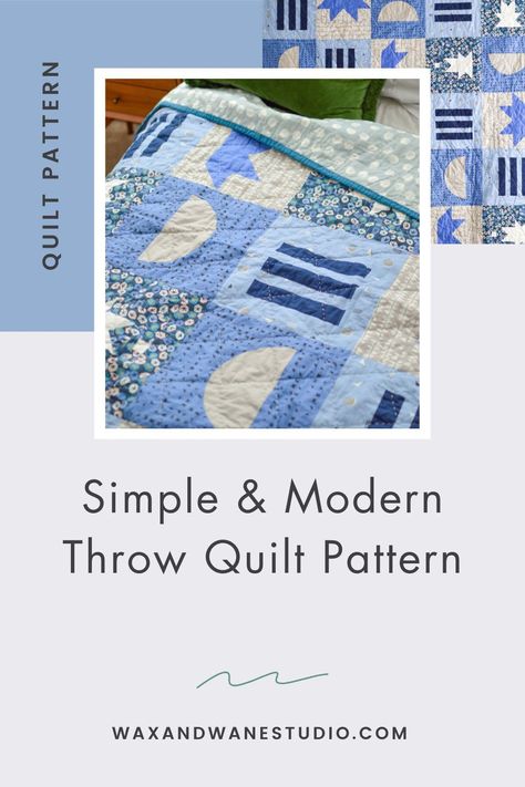 Immerse yourself in the age-old craft of quilting with our latest throw-sized quilt pattern - To The Sky! With its star shapes, curves, and stripes, it perfectly captures the mystery and majesty of the night sky. Perfect for both beginners and intermediate quilting enthusiasts - your fabric collection will never look better! Sky Quilt Pattern, Throw Quilt Pattern, Sky Quilt, Mini Quilt Patterns, Fabric Combinations, Modern Quilt Patterns, Star Quilts, Moon Flower, Modern Throws