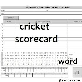 Cricket Score Card, Cricket Score, Word Document, Word Doc, Quick Saves