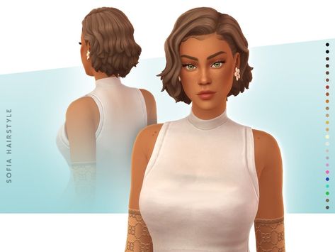 The Sims Resource - Sofia Hairstyle Sims 4 Short Hair Cc Maxis Match, Simcelebrity00 Hair, Sims4 Mod, Sims Finds, Ts4 Mods, Sims 4 Cas Mods, Cc Hair, Side Part Hairstyles, Tumblr Sims 4